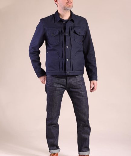 S362 Indigo Canvas and Blanket LIned Jacket. Size M
