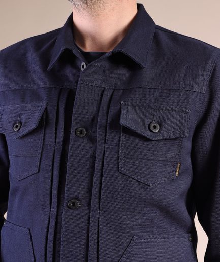 S362 Indigo Canvas and Blanket LIned Jacket. Size M