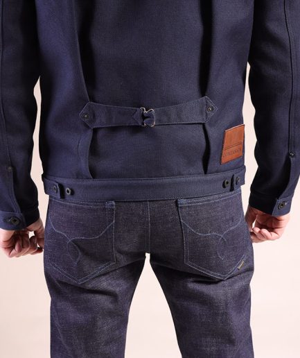 S362 Indigo Canvas and Blanket LIned Jacket. Size M