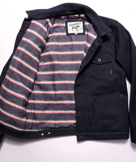S362 Indigo Canvas and Blanket LIned Jacket. Size M
